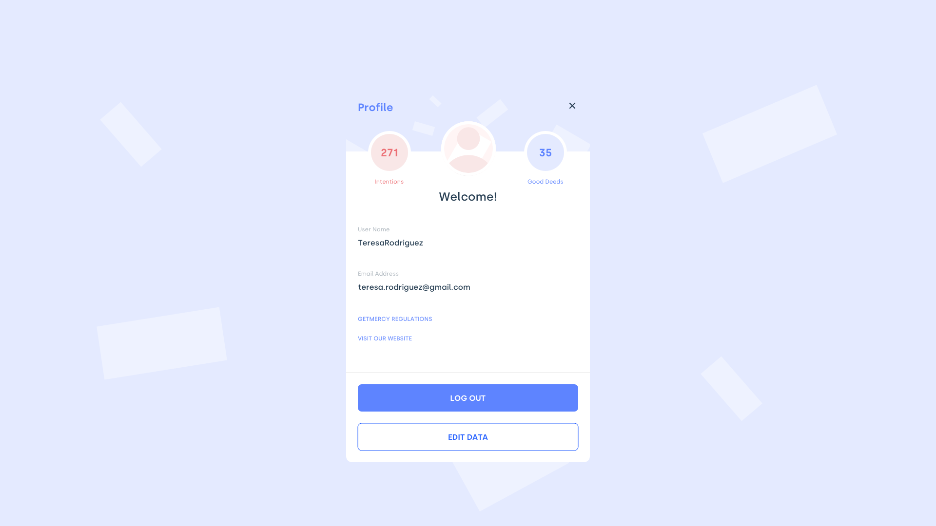 “Get Mercy” users’ profiles.